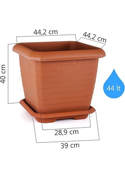 HK04 Hisar Kare Saksı No:4 Tabaklı 44,3 Cm, 44 Litre Antrasit fiyatları