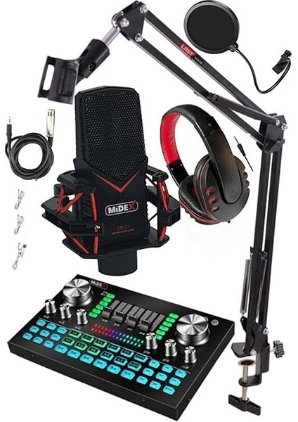 Gmx-1 Diamond Set Condenser Mikrofon Ses Kartı Kulaklık Canlı Yayın Paketi (Telefon ve Pc) modelleri