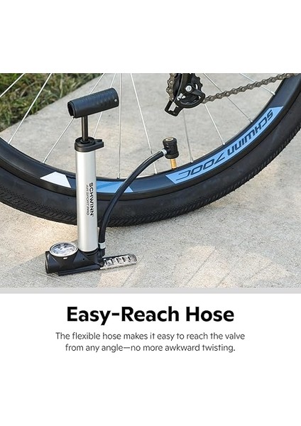 Air Sport Mini-Fahrradpumpe, Fuß-Zu-Boden- Oder Rahmen-Pumpen, Mit Messgerät Für Schrader- Und Presta-Ventilarten indirimleri