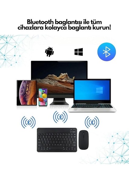 Kablosuz Klavye ve Mouse Seti Bluetooth'lu Şarj Edilebilir Windows&ios&android&telefon&tablet Uyumlu Beyaz fırsatları