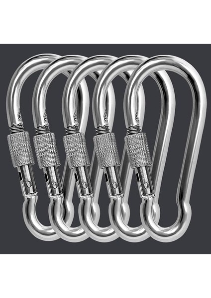Karabina Kilitli 12 mm Yaylı Kanca Paslanmaz Çelik Kilit Tırmanma Olta Kamp Ekipmanları Hamak Anahtar Askı Kilidi 5 Adet
