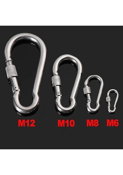 Karabina Kilitli 12 mm Yaylı Kanca Paslanmaz Çelik Kilit Tırmanma Olta Kamp Ekipmanları Hamak Anahtar Askı Kilidi 5 Adet indirimleri