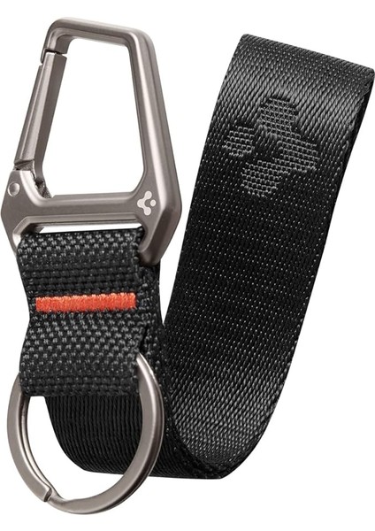 Karabina Bantlı ve Anahtarlıklı Anahtar Halkası – Siyah