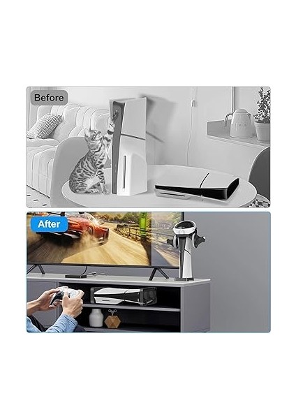 Disk ve Dijital Konsol Için Ps5 Ince Stand, 2'si 1 Arada Dikey ve Yatay Ps5 Ince Taban Montajı, Kulaklık ve Denetleyici Kancalı indirimleri