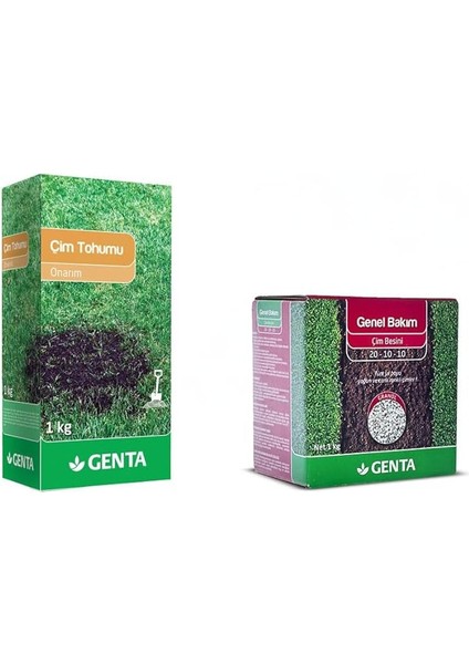 Onarım Çim Tohumu 1 kg - Genel Bakım Çim Gübresi 1 kg - Çim Onarım Paketi