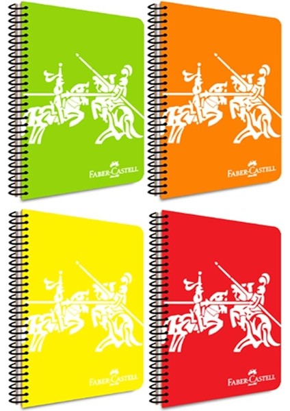 Şövalye Desenli Neon Spiralli Defter, A4, 120 Yaprak, 70G Kağıt, Düz Sayfa, Dayanıklı Kapak, Kolay Açılan Spiral Cilt, Asorti Renkler