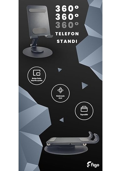 Telefon Standı Katlanabilir Çok Fonksiyonlu 360 Derece Dönebilen Metal Gray modelleri