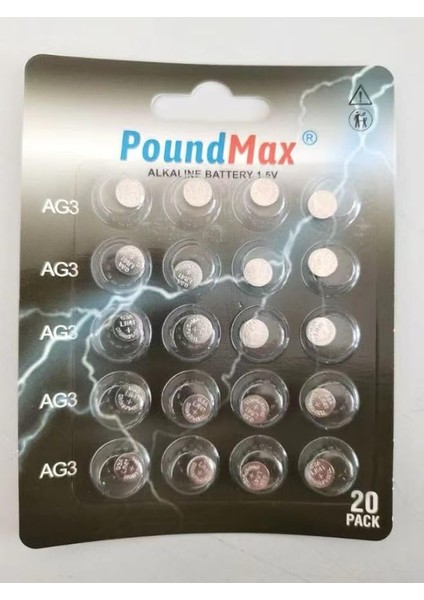 Adet Ag3 LR41 LR736 / L736 / G3 / G3A / 3ga / 192 / GP192 / V3GA / RW87 1.5V Poundmax Alkalin Düğme Piller Küçük Elektronik Ev Aletleri, Araba Anahtarları, Ölçüm Cihazları ve Hesap Makineleri