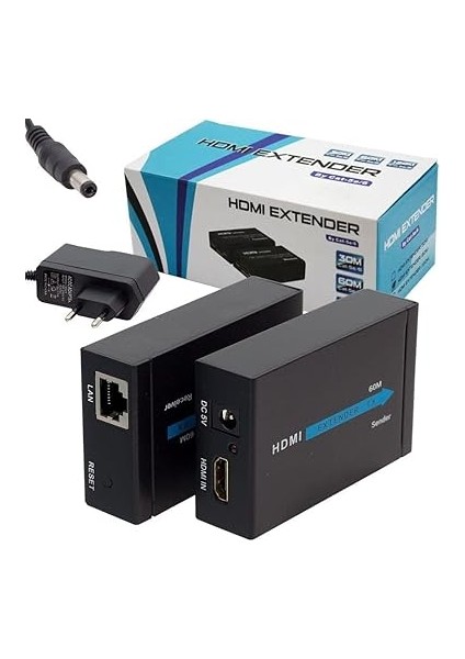 Görüntü Aktarma, HDMI To Cat5/cat6, 60 Metre, Adaptörlü, Extender, modelleri