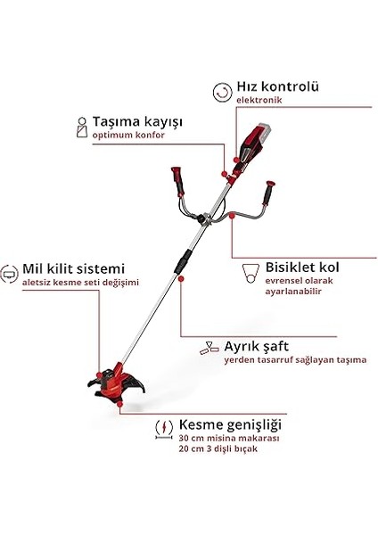 Akülü Tırpan Agıllo 18/200 Power X-Change (Li-Ion, 18V, 7500 Dev/dak, Otomatik Misina Besleme/3 Dişli Bıçak, Ön Motor, Akü ve Şarj Cihazı Dahil Değildir) - 3411310 modelleri