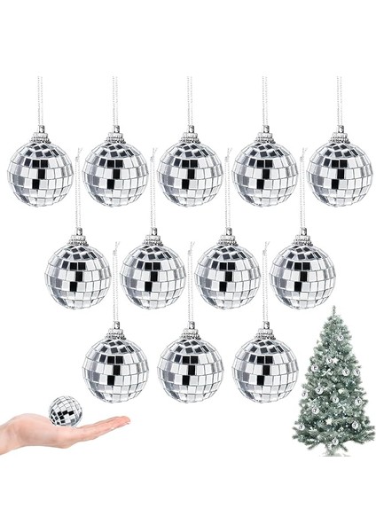 Ayna Topu, 12 Adet Mini Ayna Disko Topu, 3 cm Gümüş Parıltılı Top, Parlak Mini Disko Topları Tılsımları, Ev Partisi Noel Düğün Disko Doğum Günü Dekorasyonu Aydınlatma Efekti Için Eğlenceli Asılı