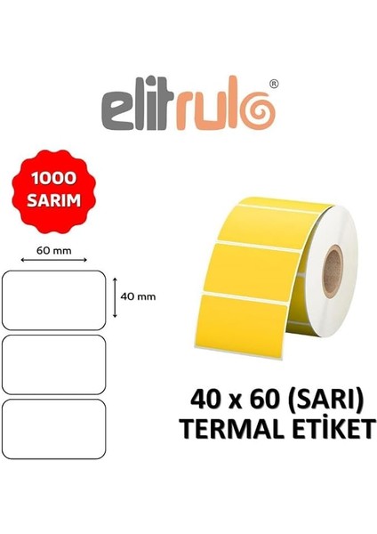 Barkod Etiketi 40X60 Termal Sarı - 1000 Adet