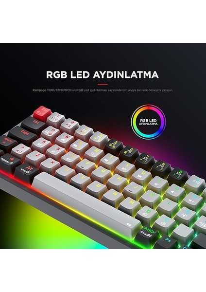 Yoru Mini Pro 2.4ghz+Bt5.0+Type-C Bağlantı Red Switch Rgb Mekanik Gaming Oyuncu Klavye Q Tr Hot Swap indirimleri