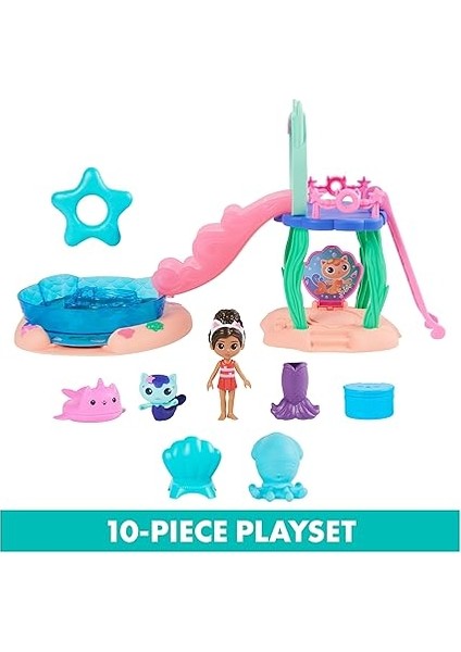 Dollhouse, Purrific Pool Party Oyun Seti, Gabby ve Renk Değiştirme Efektli, Denizkızı Kuyruklu Denizkızı Figürü ve Banyo Aksesuarları modelleri