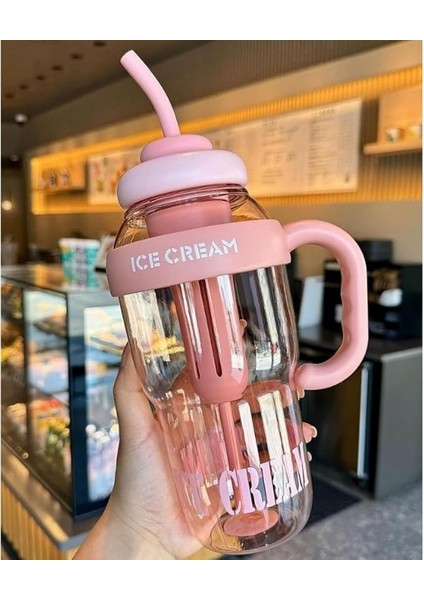 1300 ml Bpa Free Detoks Su Şişesi – Filtreli, Pipetli & Saplı Spor Matara, Ice Bottle Suluk, Çay – Meyve – Buz Filtreli, Seyahat & Okul Için Uygun (Bej)