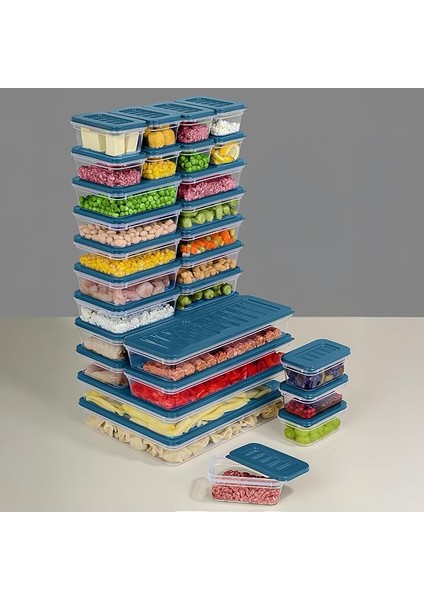 Parça Mikrodalga Uyumlu Organizer Saklama Kabı - 2X2400ML 4X1170ML 10X600ML 12X240ML Mavi