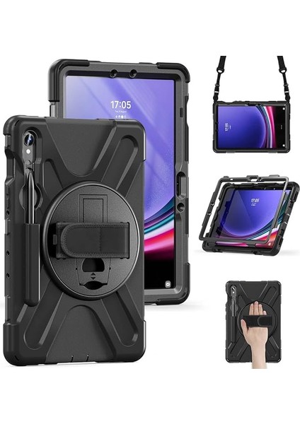 Galaxy Tab S10 Fe 10.9 Inç Tablet Kılıfı, Defender Tank Zırh, Silikon Standlı ve Askılı