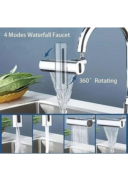 360° Dönebilen Evrensel Musluk Ucu - 4 Farklı Su Çıkış Modlu Çok Yönlü Döner Mutfak Musluk Ucu indirimleri