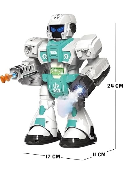 Buhar Atan Uzaktan Kumandalı Savaşçı Robot Sesli Işıklı Müzikli Dans Eden 2 Adet Yapışkanlı Mermi Atan Akıllı Robot (Mavi) fiyatları