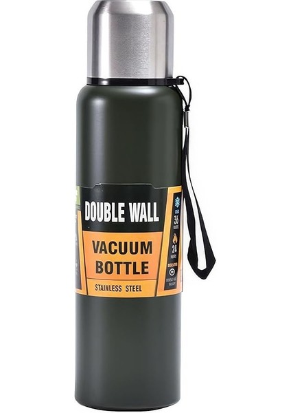 L Çelik 750 ml Yeşil Kamp Piknik Termos Tutmalı Termos CIN491YS