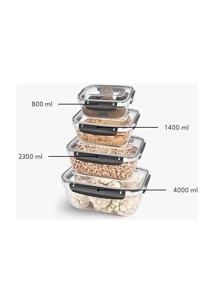 Home Kilitli Sızdırmaz Saklama Kabı Seti, Buzdolabı Için Sebze ve Meyve Saklama Kabı, Uzun Ömürlü Tazelik, Dayanıklı ve Şeffaf Tasarım Bpa Içermez (4 Parça) fiyatları