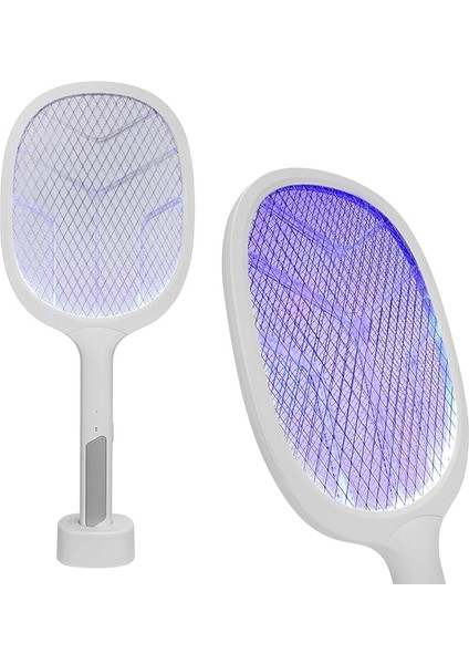 Type-C Şarjlı Uv Işıklı Sinek Raketi 1200MAH 3000V Çıkış Dik Durabilen Uv Mor Işıklı Elektrikli Raket Sinek Öldürücü, Asonic AS-A25