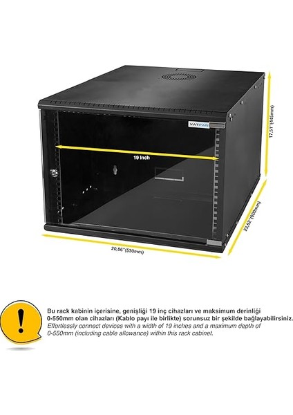 9u Duvar Tipi Soft Serisi Network Server Kabinet, 600MM Derinlik, Server Rack Kabinet Muhafazası, 4mm Temperli Darbelere Karşı Dayanıklı Ön Cam Panel, It Ekipmanları Muhafaza Kabini fırsatları
