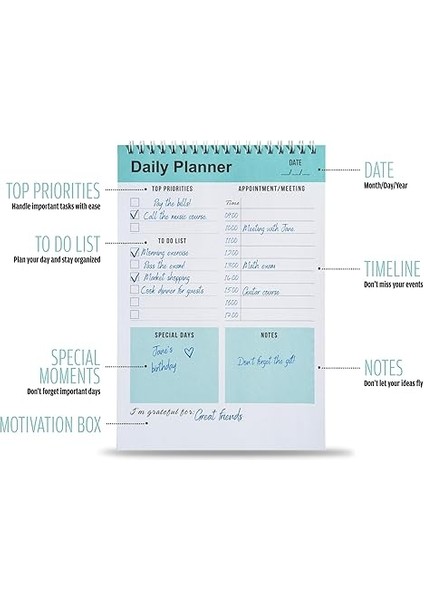 Planlayıcı Defter, Yapılacaklar Listesi Not Defteri, Spiral Defter, Kontrol Listesi, Iş Için Defterler, Kişisel Düzenleyici Not Defteri, Günlük Görev Defteri (Ingilizce) (Yeşil) fiyatları