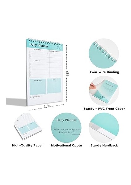 Planlayıcı Defter, Yapılacaklar Listesi Not Defteri, Spiral Defter, Kontrol Listesi, Iş Için Defterler, Kişisel Düzenleyici Not Defteri, Günlük Görev Defteri (Ingilizce) (Yeşil) modelleri