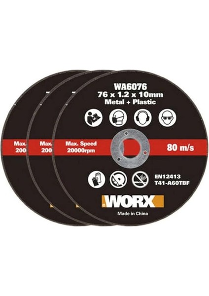 WA6076.3 WX801 Için 76X10MM 3 Adet Metal ve Pvc Kesme Taşı