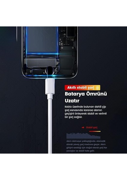 SL010 USB To Lightning iPhone 2.4A Hızlı Şarj ve Data Kablosu Beyaz 1 Metre modelleri