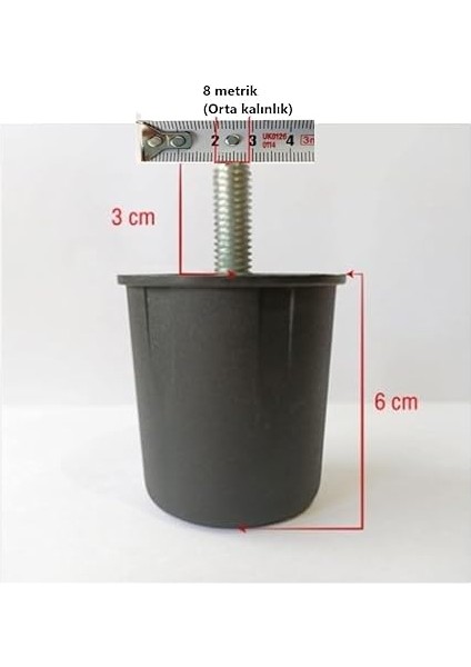 Kanepe Baza Koltuk Çekyat Yükseltme Ayağı Ince Diş M8 Siyah Sert Plastik 6 cm 4 Adet modelleri