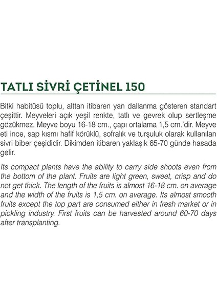 Tarım Ata Tohumu Tatlı Sivri Çetinel Biber 100 Adet Tohum fiyatları