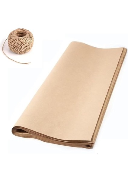 Tanıtım Kraft Kağıt Çeyiz Paketleme Kağıdı Ambalaj Kağıdı Paketleme Kağıdı Hediye Paketleme Kağıdı 15 Adet ve 100 Metre Jüt Ip (Kahverengi, 100CMX140CM)