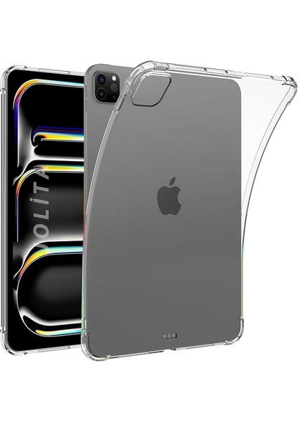 iPad Pro 11 Inç M4 Uyumlu Şeffaf Silikon Tablet Kılıfı Koruma Arka Kapak Köşe Korumalı A2836 2024