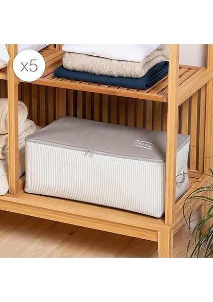 Home Textile 5'li Orta Boy Gri Çizgili Stuff & Things Hurç Set 52 x 28 x 21 cm modelleri