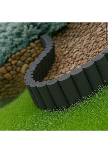 Garden Antrasit Gri Görünümlü Çim Bordürü 2.3 Metre Çim Ayırıcı