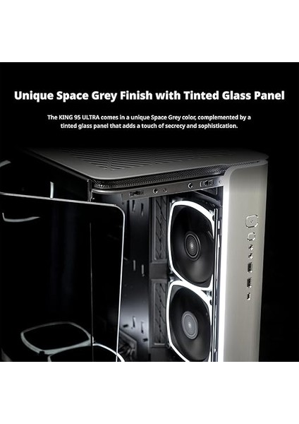 x Gear Seeker, King 95 Ultra Çift Odacıklı Atx Oyun Kasası, Yüksek Hava Akışı, Alüminyum G/ç Paneli, Sağlam Kavisli Temperli Cam Ön, Altı Argb Fan Önceden Takılmış, Uzay Grisi indirimleri