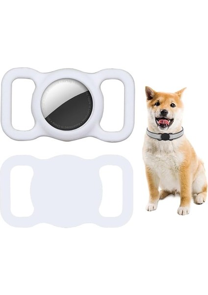 Silikon Kılıf Evcil Hayvan Tasmasına Takılabilir Arkası Kapalı Düşmez Kopmaz Yıkanabilir (Beyaz)