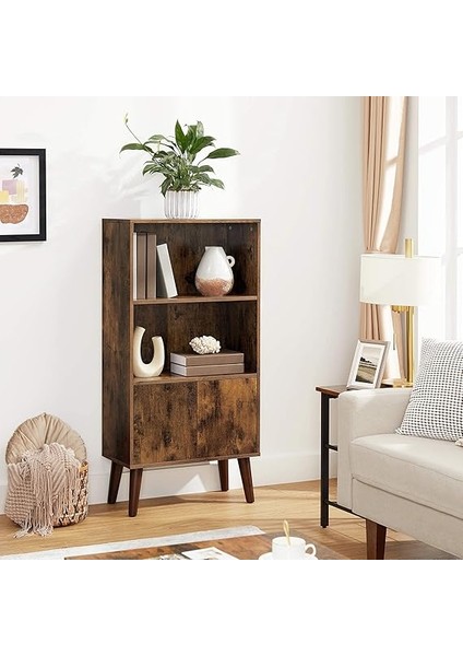 Kitaplık, 2 Raflı ve Dolap Kapılı, Oturma Odası Dolabı, Vintage Kahverengi LBC09BX fiyatları