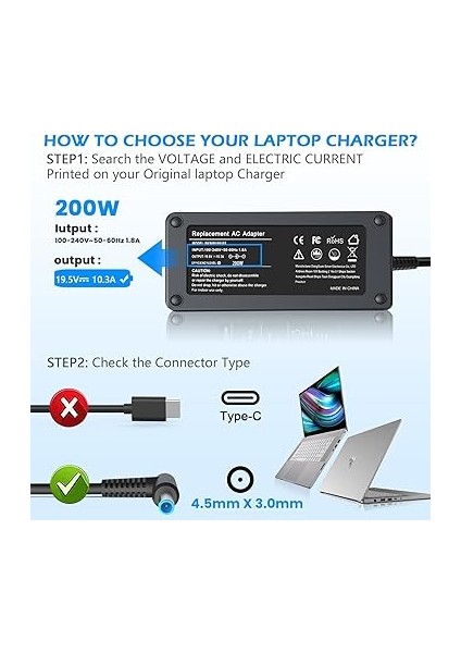 19.5 V 10.3A Ac Adaptör Şarj Hp Omen 15 15T 17 17 T 15-Dh, Hp Zbook 15 17 G3 G4 G5 G5 Zbook Fury 15 17, Zbook Studio G3 G4 G5 G7 Pavilion G7 Oyun 15-C x 15-Dk 17-Cd TPN-CA03 Envy 15-Ep fiyatları
