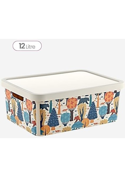 Stafi Desenli Çok Amaçlı Kapaklı Kutu 12 Lt Jungle modelleri