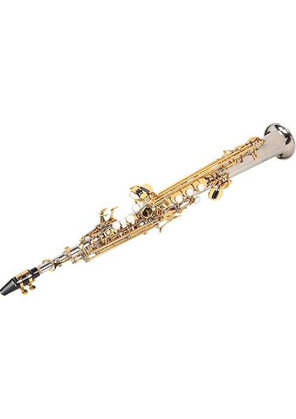 Pirinç Soprano Düz Saksafon Gümüş Kaplama Tüp Altın Anahtar Sax Profesyonel ve Ev Kullanımı Için Taşıma Çantası ile