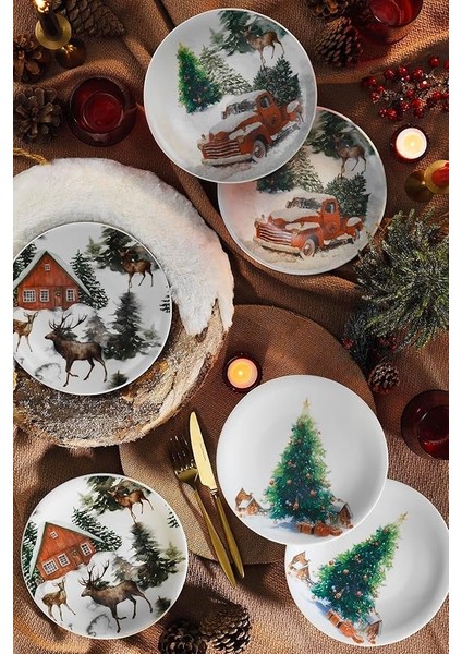 Porselen Happiness 6 Parça Pasta Takımı