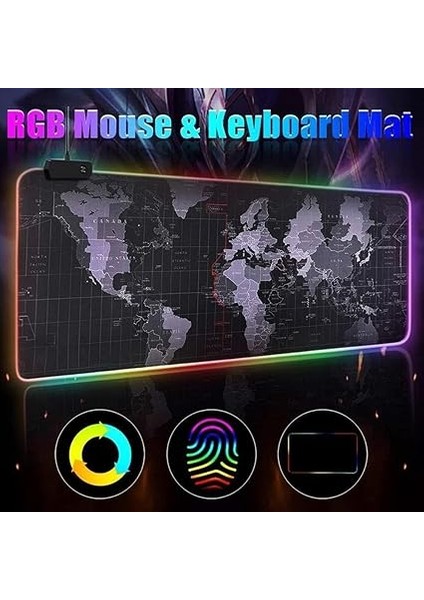Büyük Oyuncu Rgb Mousepad ve Klavye Pad Mavi Altıgen Desenli Blue Hex Tasarım Işıklı 70CM x 30CM Mouse Pad fırsatları