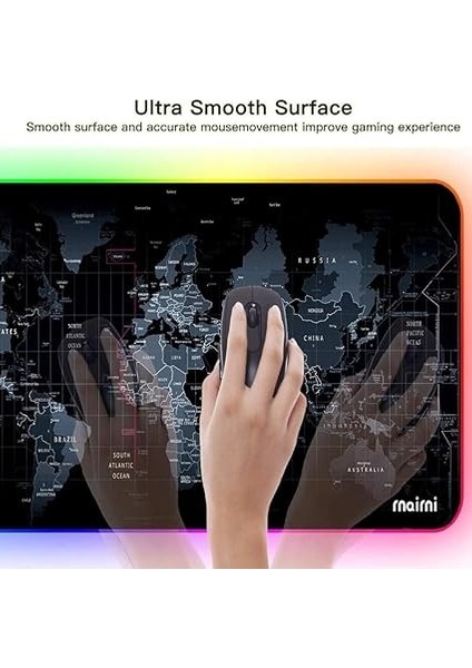 Büyük Oyuncu Rgb Mousepad ve Klavye Pad Mavi Altıgen Desenli Blue Hex Tasarım Işıklı 70CM x 30CM Mouse Pad indirimleri