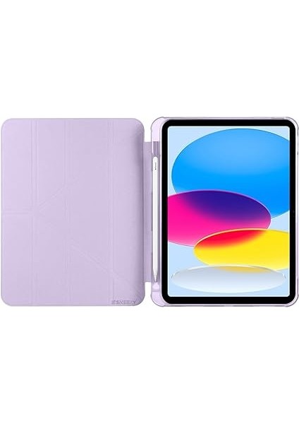 10.nesil 10.9 Inç 2022 Ile Uyumlu Üçgen Katlanabilir Kalemlikli Standlı Akıllı Kılıf Lila modelleri