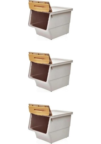 Patateslik Soğanlık Sepeti Oyuncak Kutusu Tekerlekli Organızer Çok Amaçlı Kutu 3X12LT-BAMBU+KREM modelleri