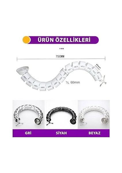 Kablo Düzenleyici Masa Altı Omurga Kablo Kanalı Beyaz indirimleri