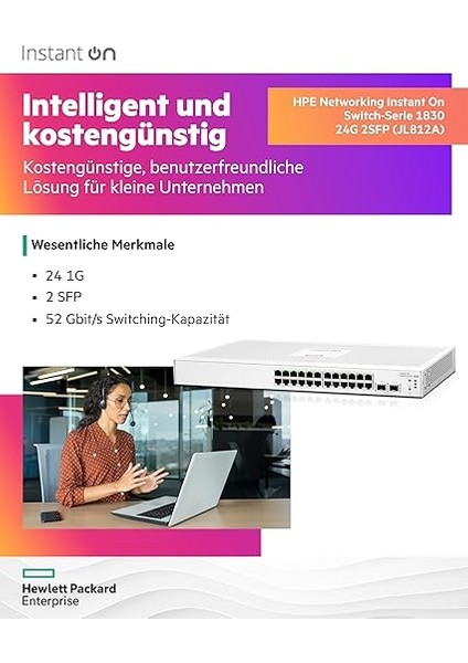 A Hewlett Packard Enterprise Company Unbekannt Instant On 1830 24 Port GB Akıllı Yönetilebilir Katman 2 Ethernet Anahtarı | 24 x 1g | 2x Sfp | Fansız | Ab Kablosu (JL812A#ABB) modelleri